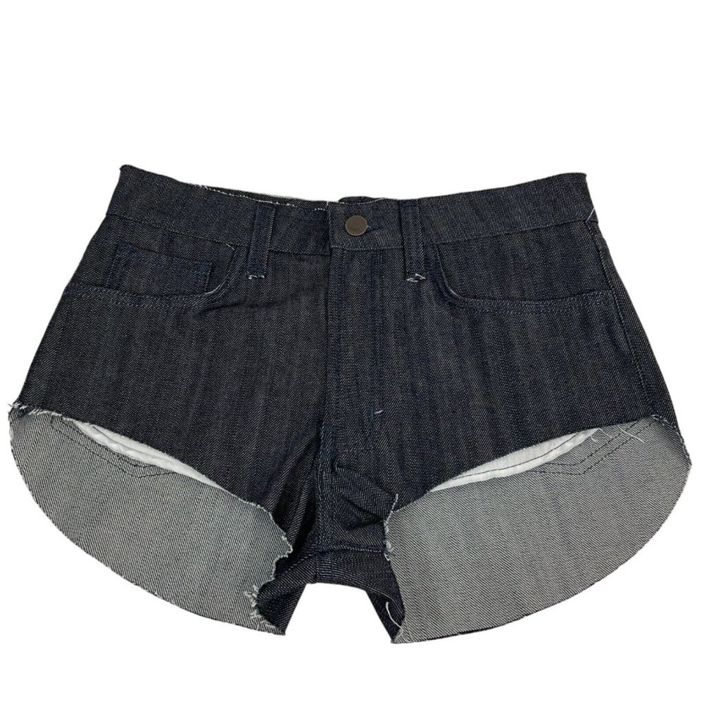 Carmar Shorts Womens Sz 26 Dark Denim Cheeky High Cut Distressed Hem $196 Nwot